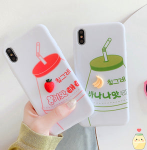 Lovely Banana Milk Phone Case for iphone 6/6s/6plus/7/7plus/8/8P/X/XS/XR/XS Max PN1568