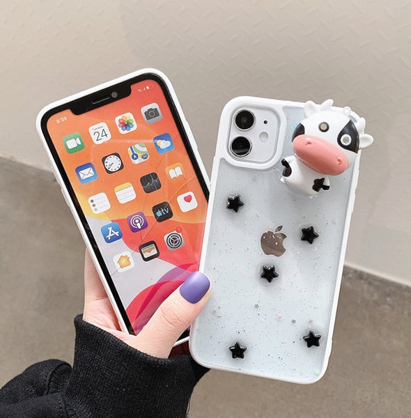 Cute Cow Phone Case for iphone 7/7plus/8/8P/X/XS/XR/XS Max/11/11pro/11pro max/12/12mini/12pro/12pro max/13/13pro/13pro max/14/14pro/14pro max/15/15pro/15pro max PN5798