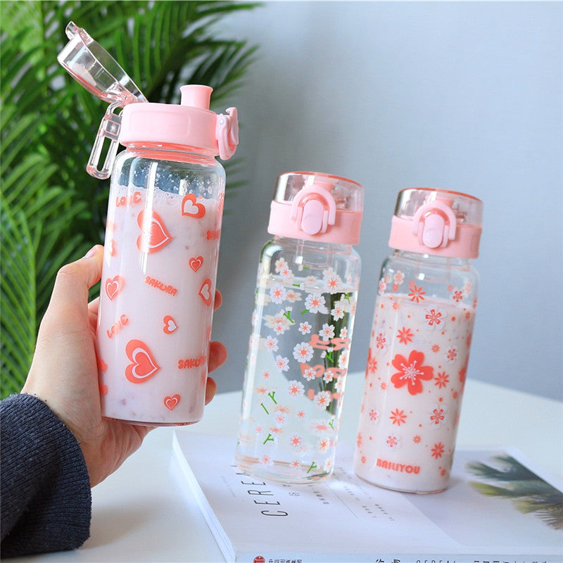 Kawaii Sakura Glass Water Bottle PN1780