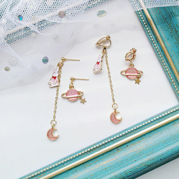 Rabbit And Moon Earrings/Clips PN1531