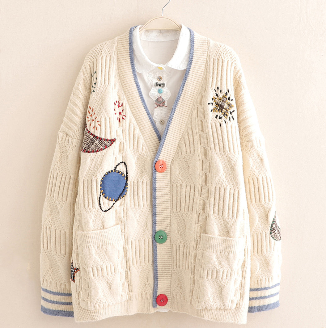 Fashion Star and Moon Sweater Coat PN4980