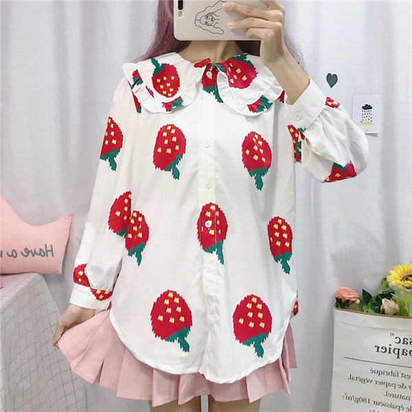 Kawaii Strawberry Long Sleeve Tshirt PN1784