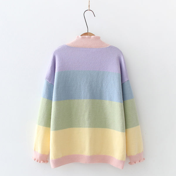Fashion Rainbow Sweater Coat PN4007