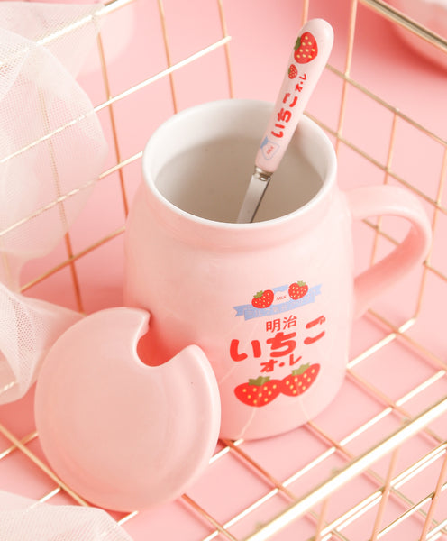 Kawaii Strawberry Mug And Spoon PN3579