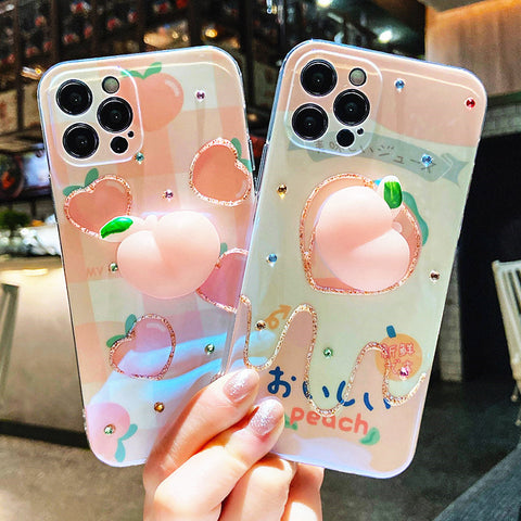 Cute Peach Phone Case for iphone 7/7plus/8/8P/X/XS/XR/XS Max/11/11pro/11pro max/12/12mini/12pro/12pro max PN3874