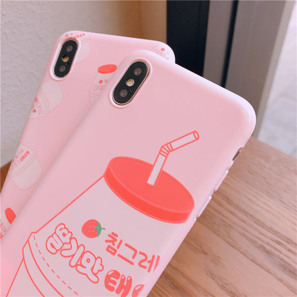 Milk And Strawberry Phone Case for iphone 6/6s/6plus/7/7plus/8/8P/X/XS/XR/XS Max/11/11pro/11pro max PN1010