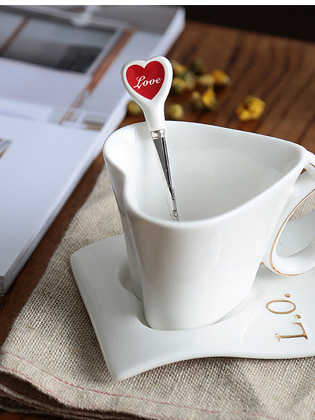 Sweet Heart Ceramic Cup And Dish PN3046