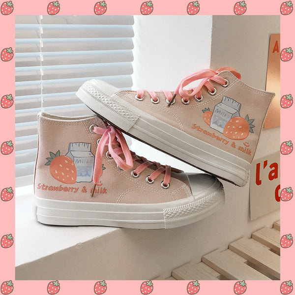 Fashion Strawberry Milk Canvas Shoes PN2888