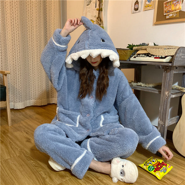 Kawaii Shark Winter Pajamas Suits Set PN4367