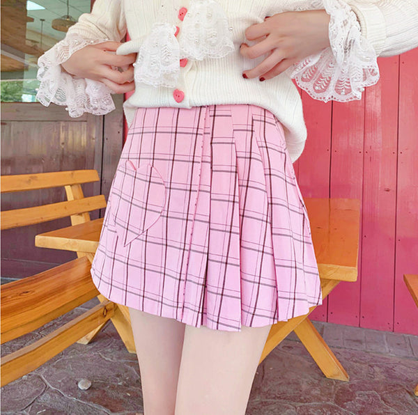 Fashion Embroidered Hearts Pleated Skirt PN2067