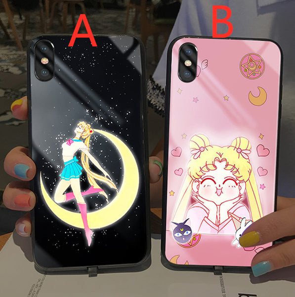 New Style Sailormoon Bright Glass Phone Case for iphone 6/6s/6plus/7/7plus/8/8P/X/XS/XR/XS Max PN1783