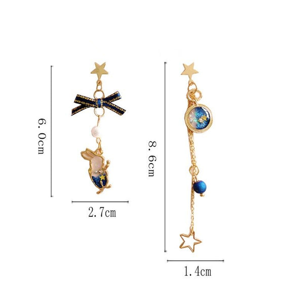 Fashion Rabbit And Star Asymmetrical Earrings/Clips PN2014