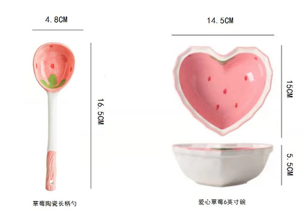 Cute Strawberry Bowl and Spoon PN5557