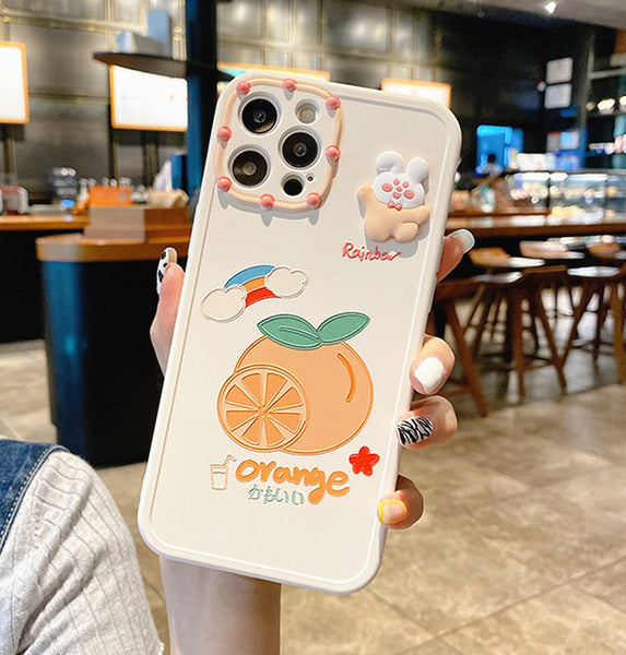 Strawberry and Orange Phone Case for iphone 7/7plus/8/8P/X/XS/XR/XS Max/11/11pro/11pro max/12/12mini/12pro/12pro max PN3846