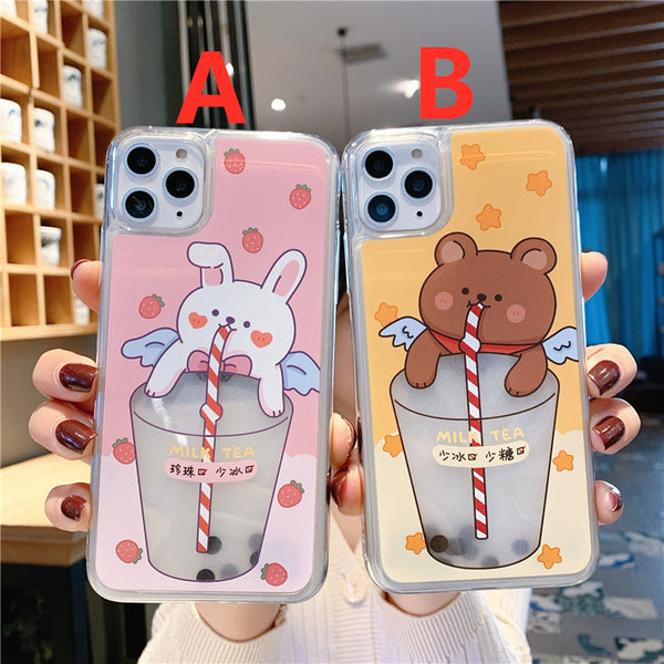 Cute Rabbit and Bear Phone Case for iphone 7/7plus/8/8P/X/XS/XR/XS Max/11/11pro/11pro max PN2119