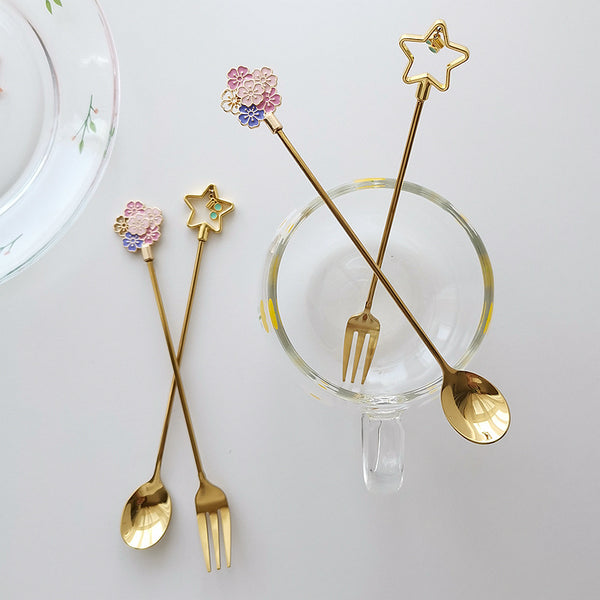 Flower and Stars Spoon and Fork PN3694