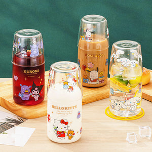 Cute Anime Glass Water Bottle and Cups PN5533