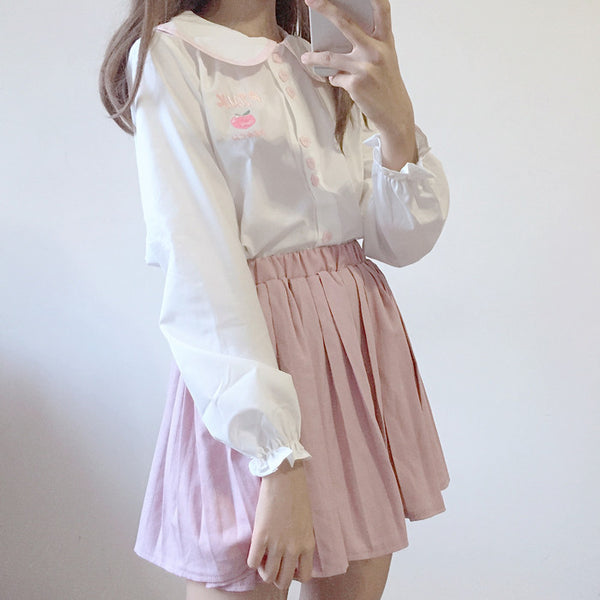 Sweet Girl Long Sleeve Shirt and Skirt PN3045