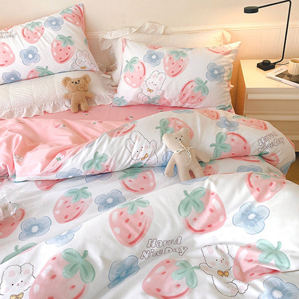 Pink Strawberry Rabbit Bedding Set PN5173