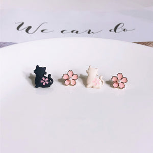 Sakura Cat Earrings PN3476