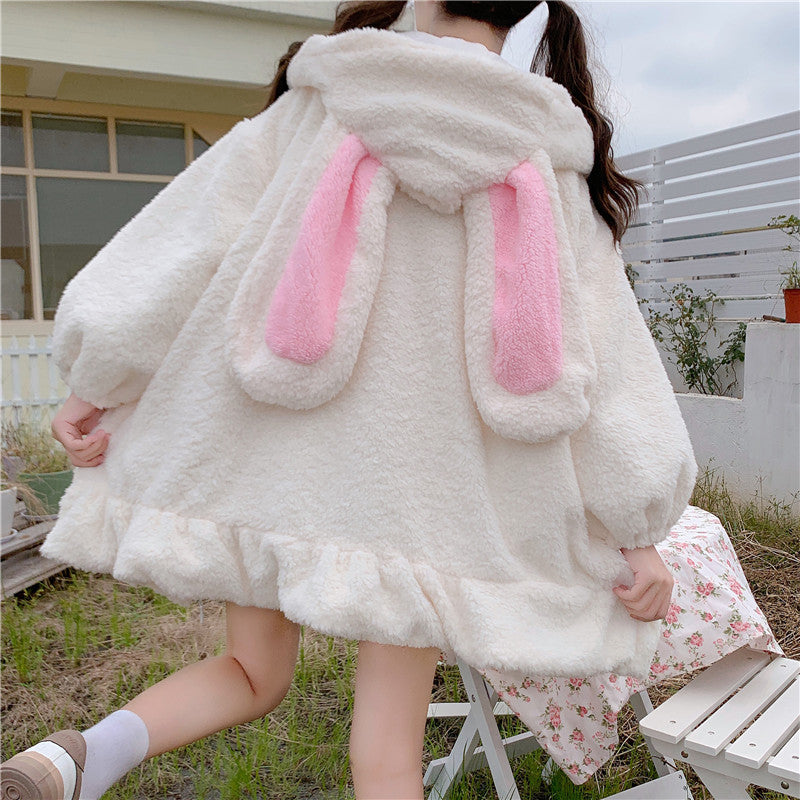 Cute Rabbit Ears Plush Coat PN3394