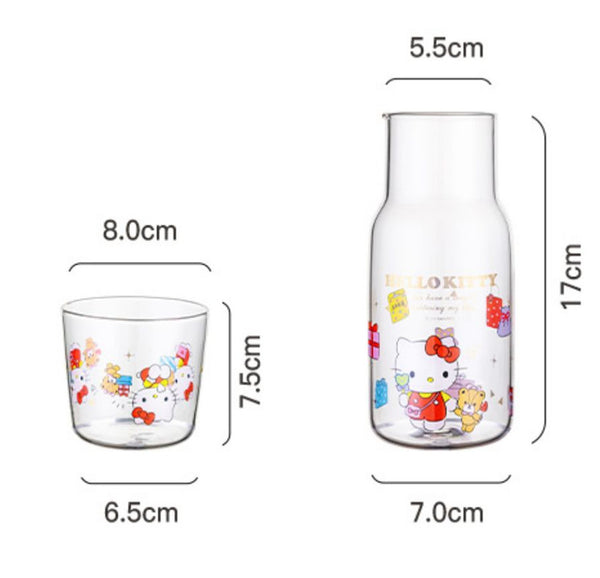 Cute Anime Glass Water Bottle and Cups PN5533