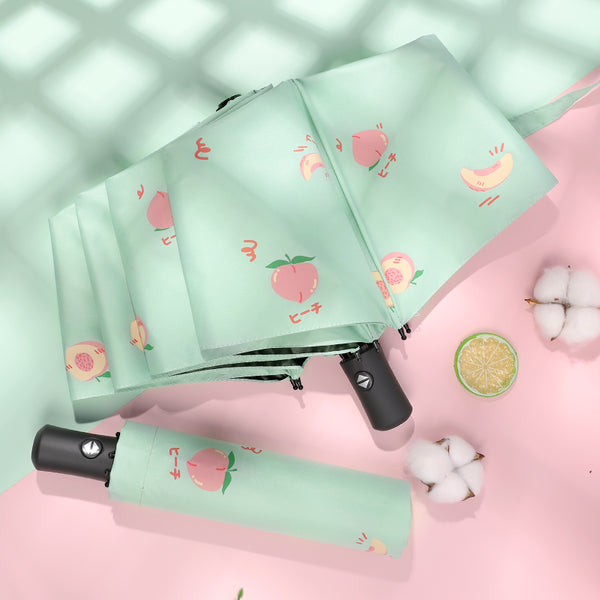 Cute Peach Automatic Folding Umbrella PN2799