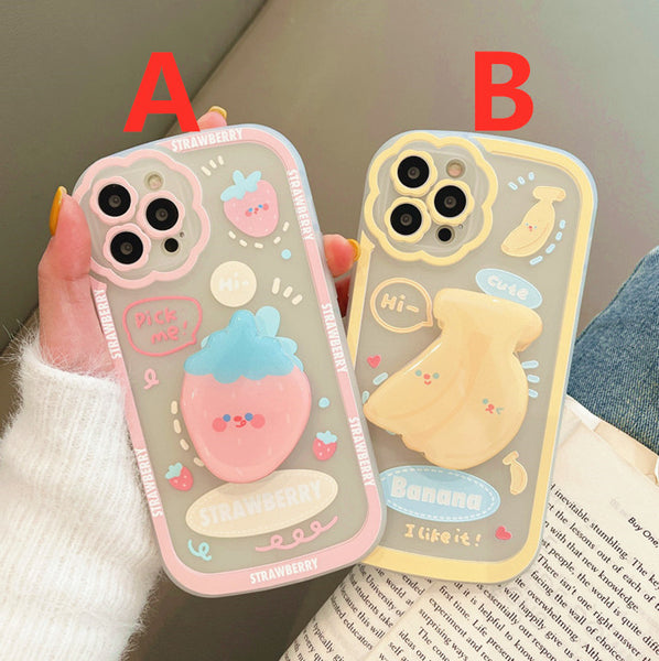 Strawberry and Banana Phone Case for iphone 7/7plus/SE2/8/8P/X/XS/XR/XS Max/11/11pro/11pro max/12/12pro/12pro max/13/13pro/13pro max PN4901