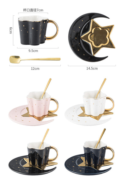 Moon and Stars Ceramic Cup And Dish PN4191