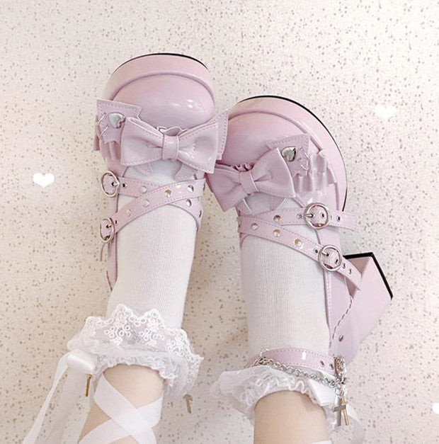 Cute Lolita Knee Boots Bowtie Long Booties