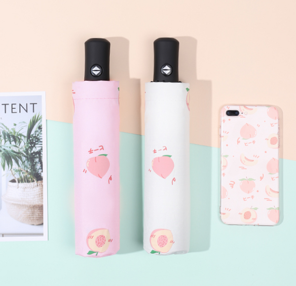 Cute Peach Automatic Folding Umbrella PN2799
