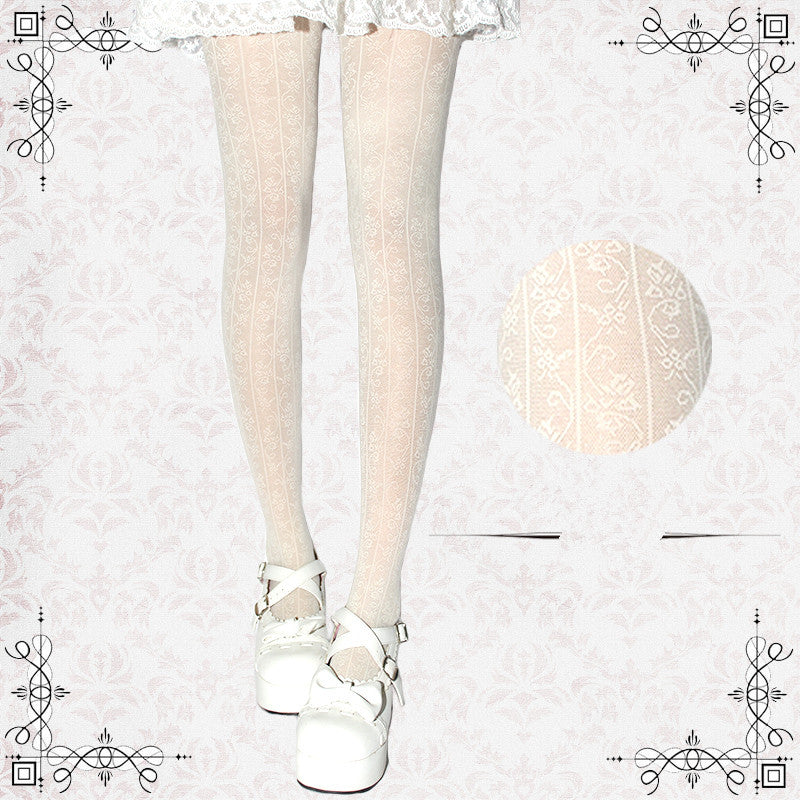 Lolita Hollowed-out Flower Pattern Socks PN0373