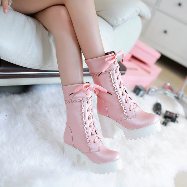 Fashion Lolita High-heeled Martin Boots PN1855