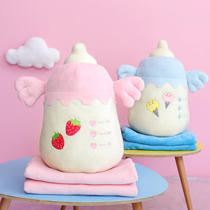 Cute Baby Bottle Pillow And Blanket PN2945
