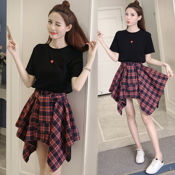 Fashion Heart Tshirt And Skirt Set PN2695