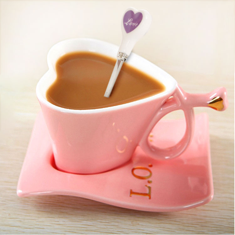 Sweet Heart Ceramic Cup And Dish PN3046