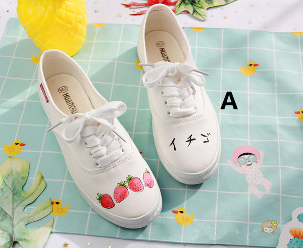 Kawaii Strawberry And Feather Shoes PN0375