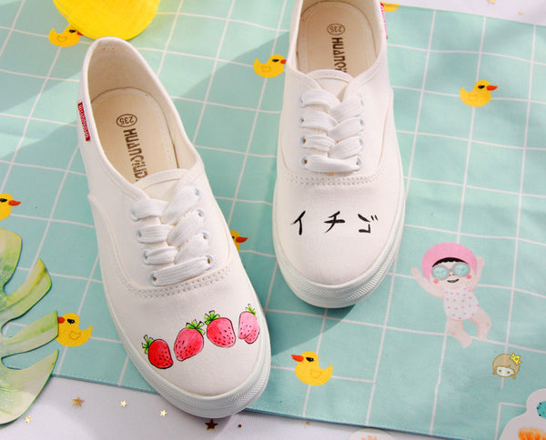 Kawaii Strawberry And Feather Shoes PN0375