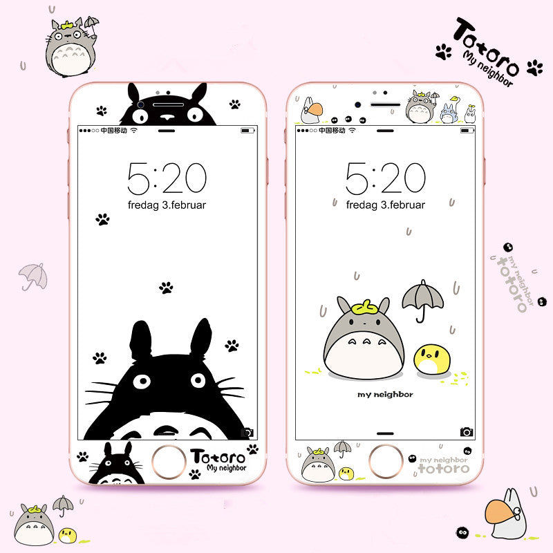 Cute Totoro Phone Tempered Film for iphone 6/6s/6plus/7/7plus/8/8P PN0057