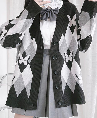 Fashion Grid Sweater Coat PN4461