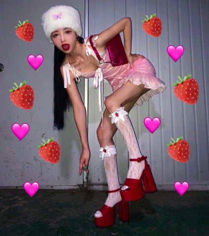Lolita Strawberry Pattern Socks PN2560