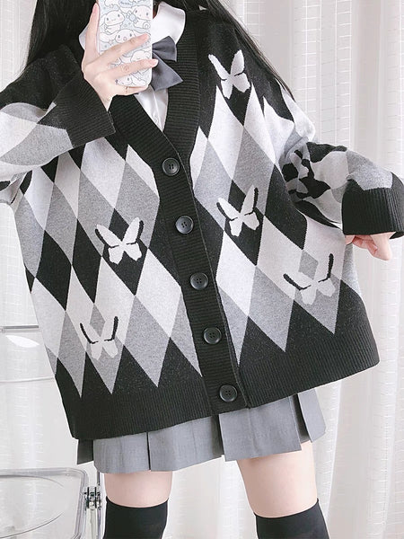 Fashion Grid Sweater Coat PN4461