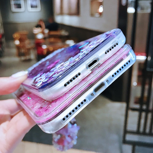 Pretty Sakura Liquid Phone Case for iphone 6/6s/6plus/6splus/7/7plus/8/8plus/X/XS/XR/XS Max/11/11pro/11pro Max PN3721