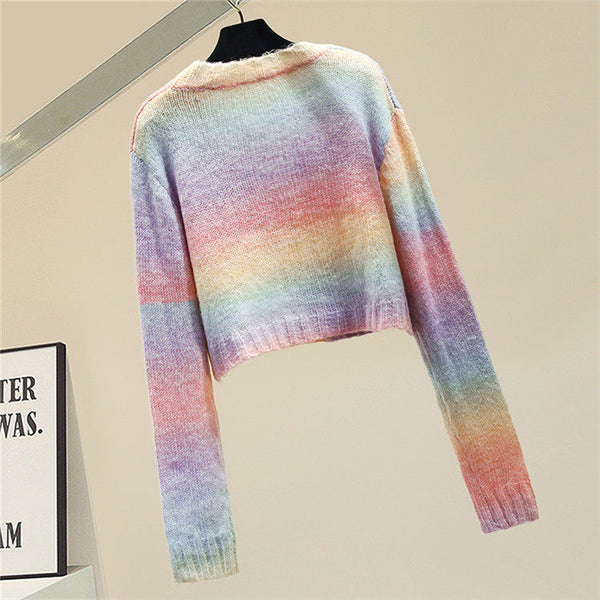 Fashion Rainbow Short Sweater PN3850
