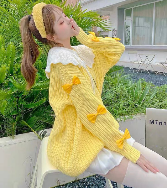 Fashion Yellow Knitted Coat PN4718