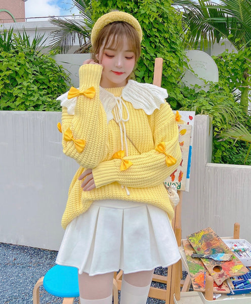 Fashion Yellow Knitted Coat PN4718