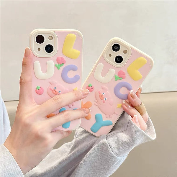 Cute Pig Phone Case for iphone X/XS/XR/11/11pro max/12/12pro/12pro max/13/13pro/13pro max/14/14pro /14pro max/14 plus PN5298