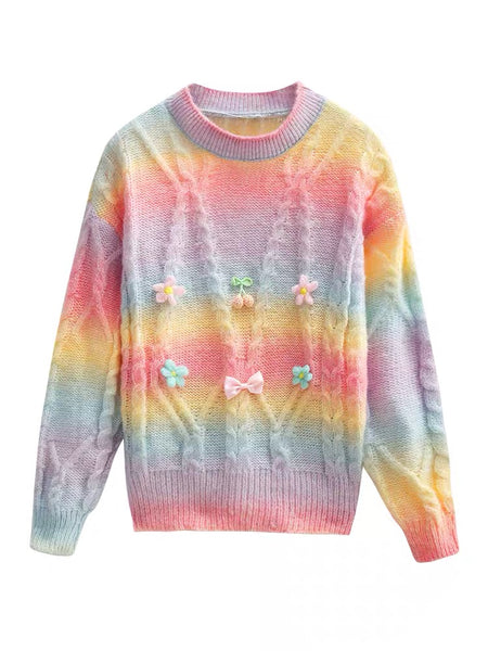 Pretty Rainbow Sweater Knitted Coat PN4181